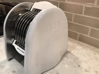 The Nuni Tortilla Toaster on a marble countertop