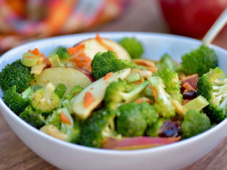 Broccoli Crunch Salad with Apples and Almonds - Food & Nutrition Magazine - Stone Soup