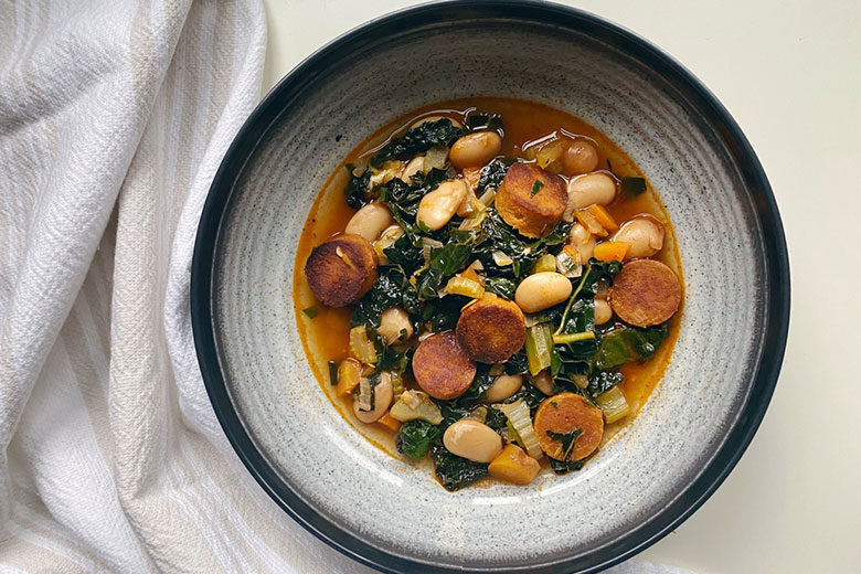 Butter Bean, Kale and Sausage Stew - Food & Nutrition Magazine - Stone Soup