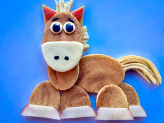 Food art pony made with pancakes and fruit