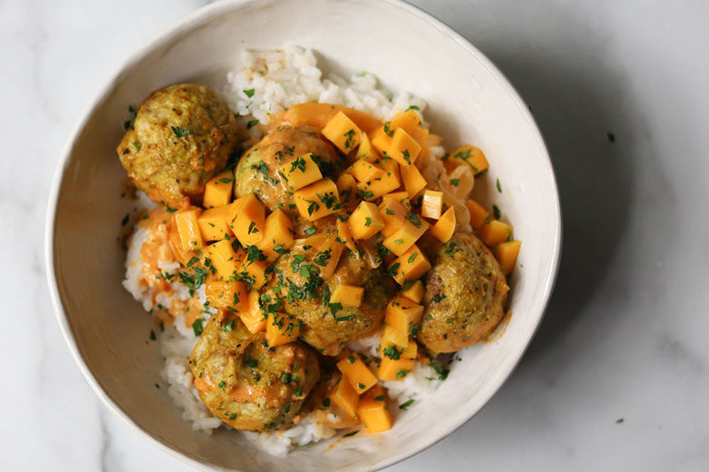 Curry Chicken Meatball Bowls - Food & Nutrition Magazine - Stone Soup