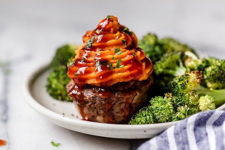 BBQ Meatloaf Muffins with Sweet Potato Topping - Food & Nutrition Magazine - Stone Soup