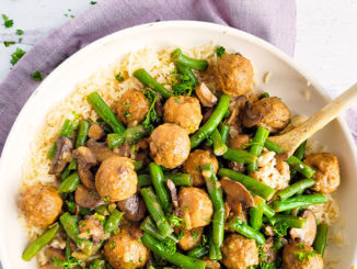 One-Pot Meatballs & Green Beans with Mushrooms - Food & Nutrition Magazine - Stone Soup