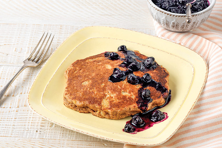 Whole-wheat Pineapple Pancakes with Blueberry Compote