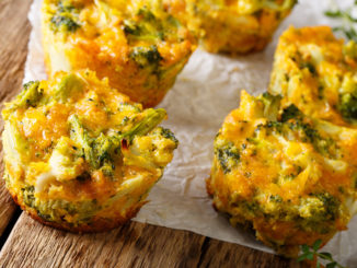 Healthy snack Broccoli muffins with cheddar cheese and thyme