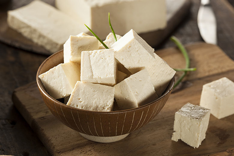 Organic Raw Soy Tofu on a Background